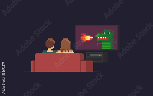 Pixel Art TV watchers