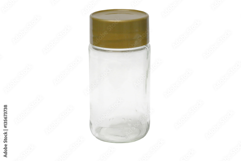 Glass bottle with cap vacuum isolated on white background 