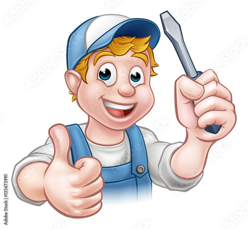 Electrician Handyman Cartoon Character