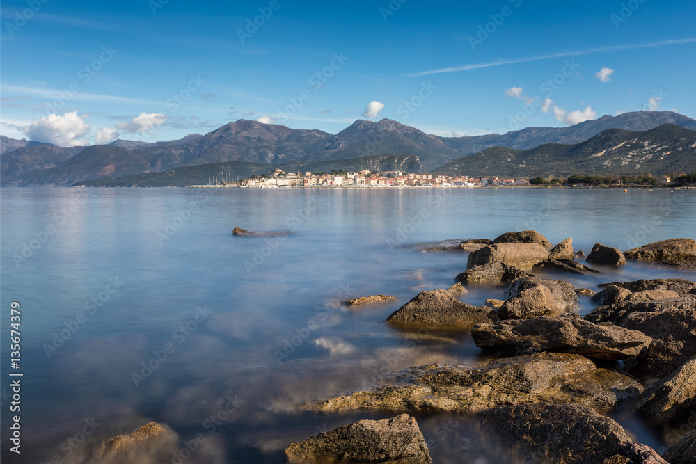 Rocks in Mediterranean at St Florent bay in Corsica