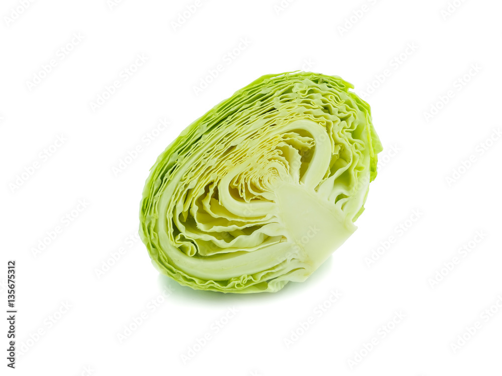 Obraz premium Cutting half cabbage vegetable of isolated