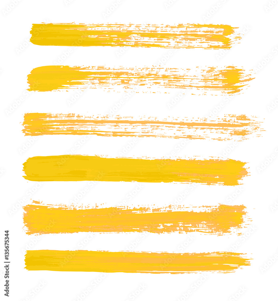 Fototapeta żółte wektorowe pociągnięcia farby na białym tle