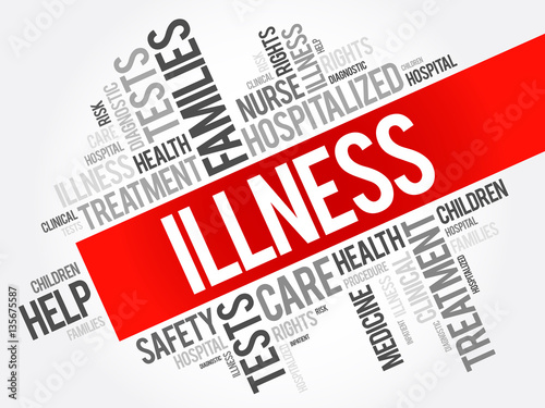 ILLNESS word cloud collage, health concept background