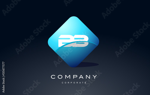 bb alphabet blue hexagon letter logo vector icon design