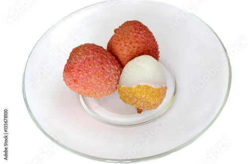  Lychee on the glass plate
