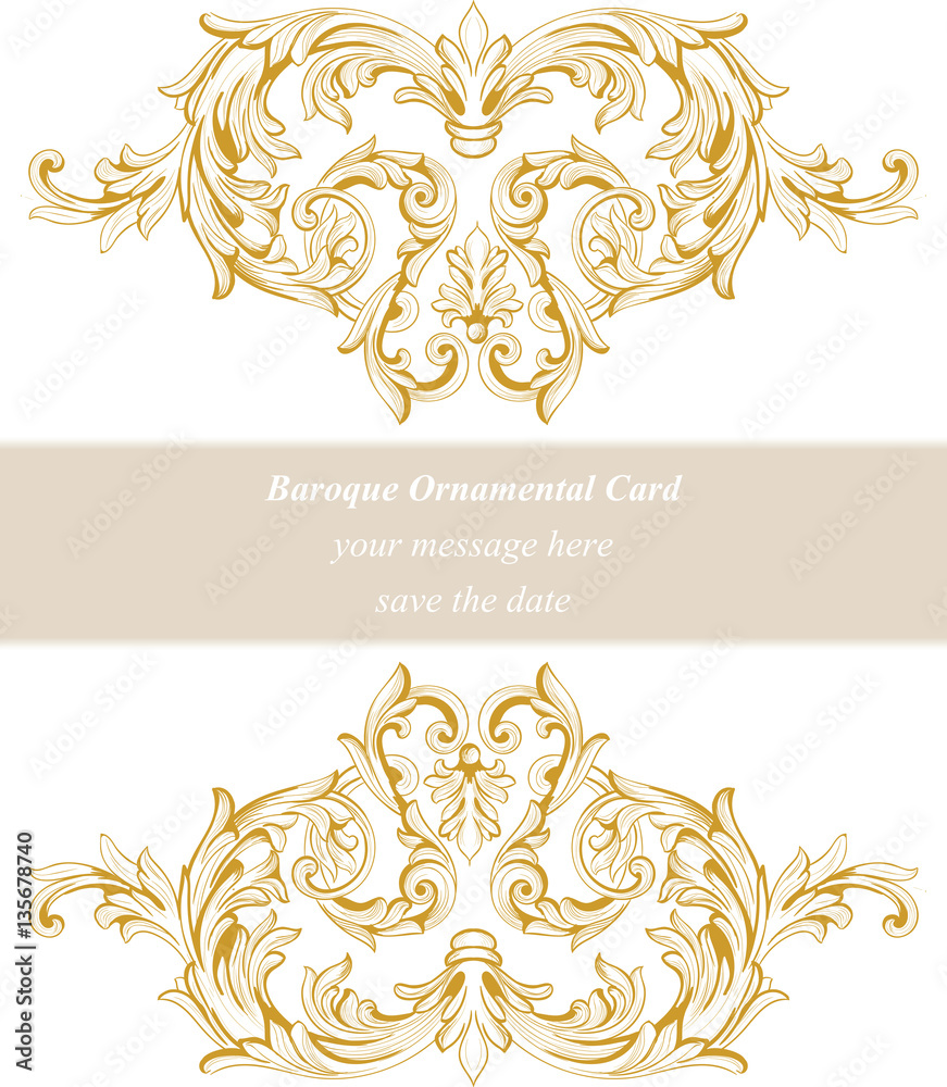 Vintage Baroque Invitation card Imperial style. Vector decor background
