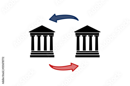 Vector image of bank symbols and arrows