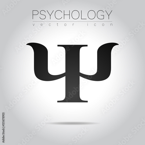 Modern logo of Psychology. Psi. Creative style. Logotype in vector. Design concept. Brand company. Black gray color letter on white background. Symbol for web, print, card, flyer.