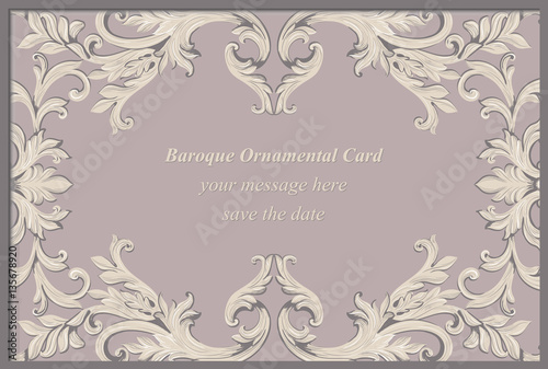 Vintage Baroque Invitation card Imperial style. Vector decor background. Luxu...