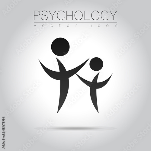 Modern people psi Sign of Psychology. Family Human. Creative style. Icon in vector. Design concept. Brand company. Black gray color isolated on white background. Symbol for web, print, card