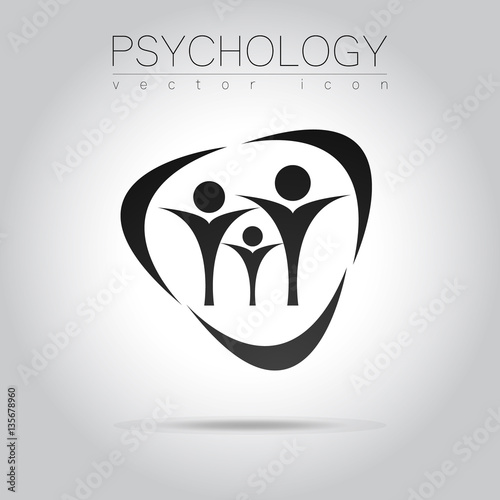 Modern people psi Sign of Psychology. Family Human. Creative style. Icon in vector. Design concept. Brand company. Black gray color isolated on white background. Symbol for web, print, card