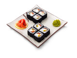 Sushi roll set with black caviar