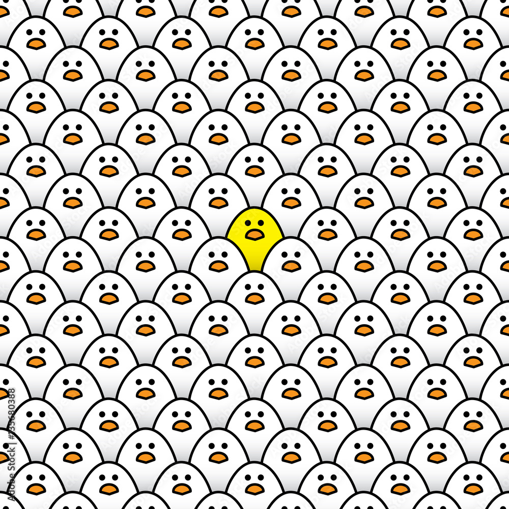 Single Yellow Chick Surrounded by White Chicks Single Yellow Chick Surrounded by White Chicks