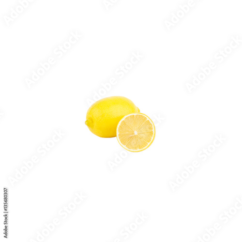 Two ripe yellow lemons, isolated