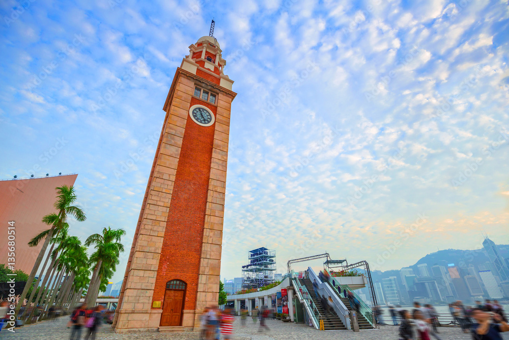 Naklejka premium Tsim Sha Tsui Clock Tower, Hong Kong Landmark