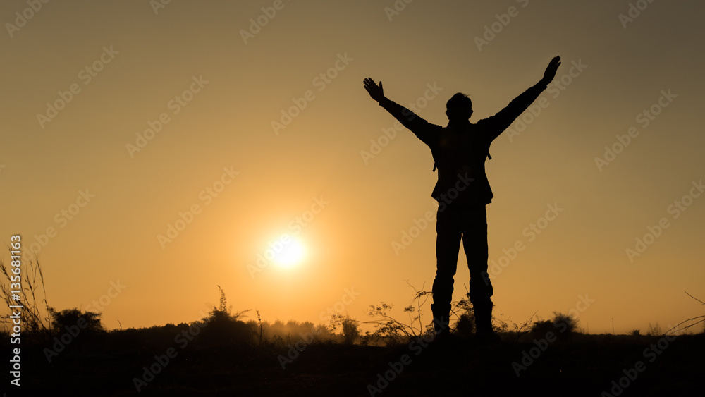 happy time on silhouette sunset