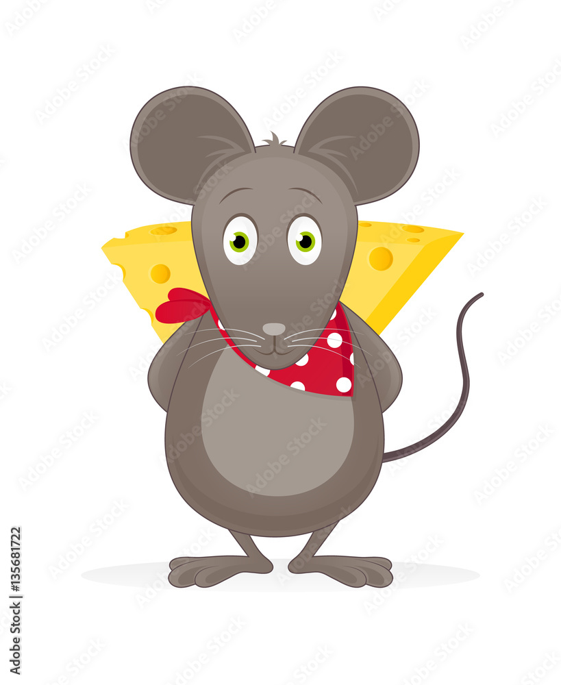 Cartoon Mouse with Cheese, Vector Illustration. Cartoon Mouse with Cheese, Vector Illustration.