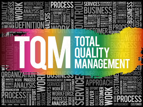 TQM - Total Quality Management word cloud, business concept background