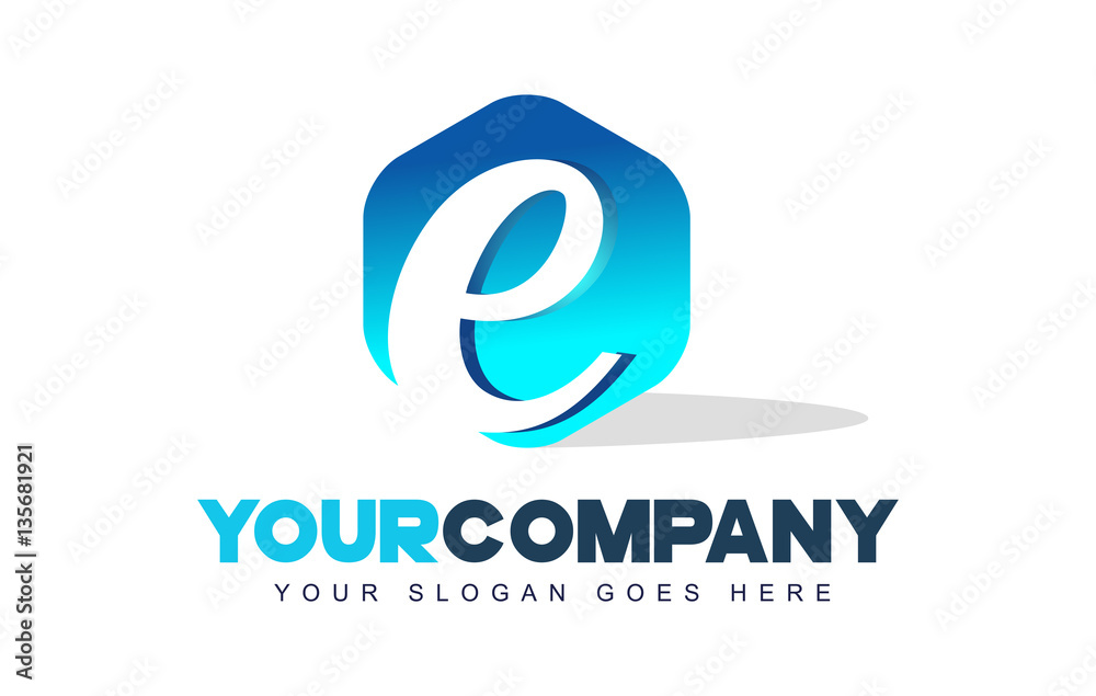 Fototapeta premium e Letter Logo. Hexagon Shape Modern Design