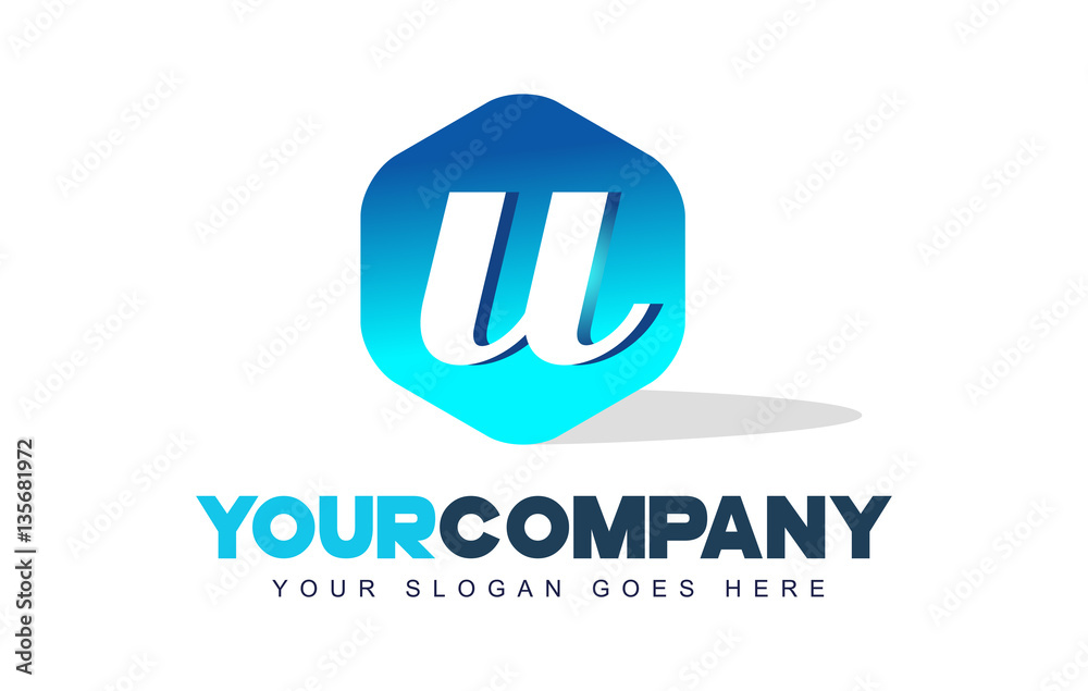u Letter Logo. Hexagon Shape Modern Design u Letter Logo. Hexagon Shape Modern Design
