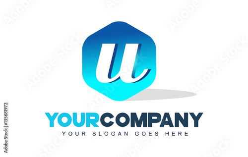 Free Download u Letter Logo. Hexagon Shape Modern Design - GFXLoad