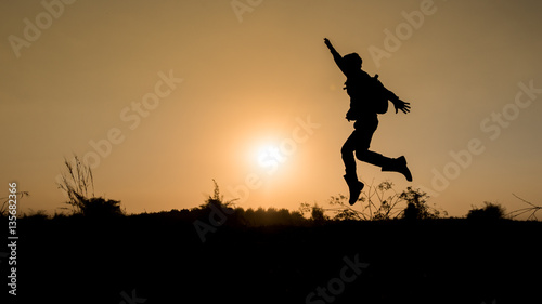 happy time on silhouette sunset