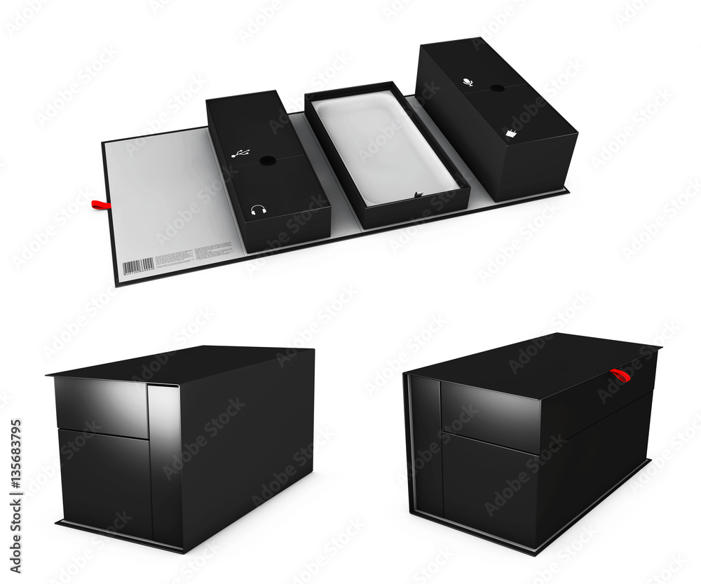 3d Illustration of Three realistic empty software boxes with sections for your product 3d Illustration of Three realistic empty software boxes with sections for your product