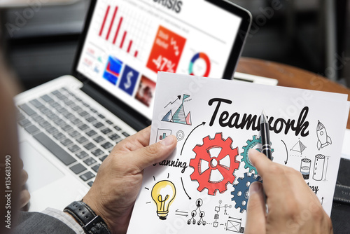 Teamwork Collaboration Unity Corporate Gear Concept photo