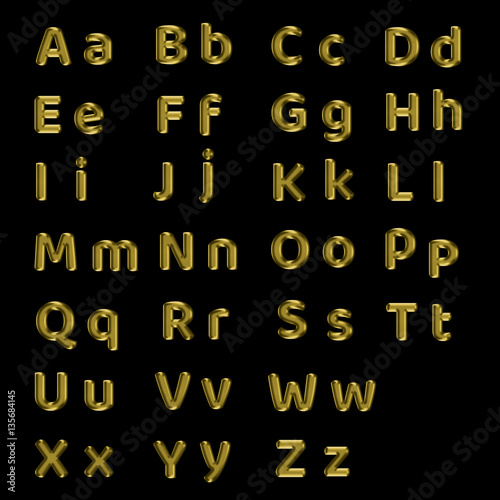 Golden alphabet.Isolated on black.