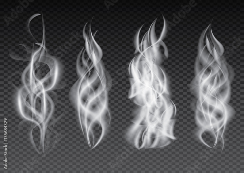 Smoke Set Isolated on Transparent Background.