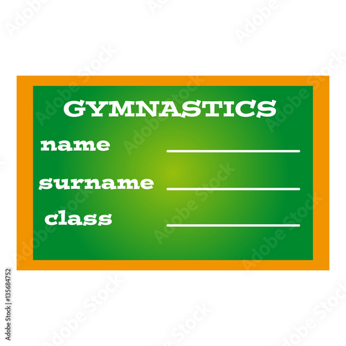 Label book gymnastics on green background