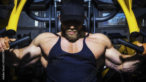 handsome bearded bodybuilding man
