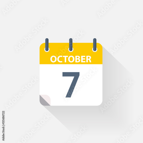 7 october calendar icon