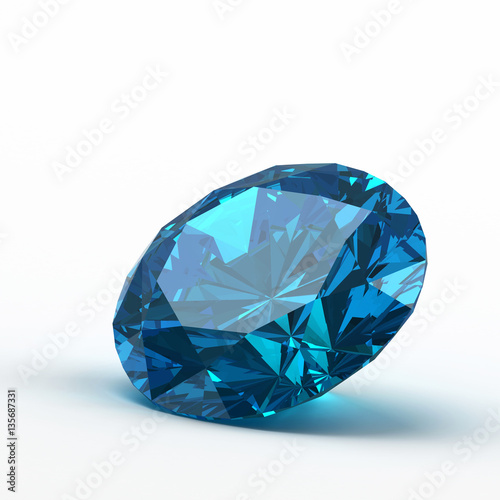3d blue diamond isolated on white background.  