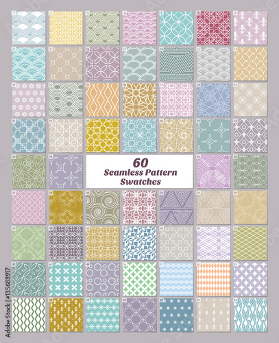 Set of 60 seamless patterns swatches