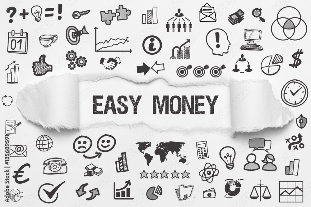 Easy Money / weißes Papier mit Symbole
