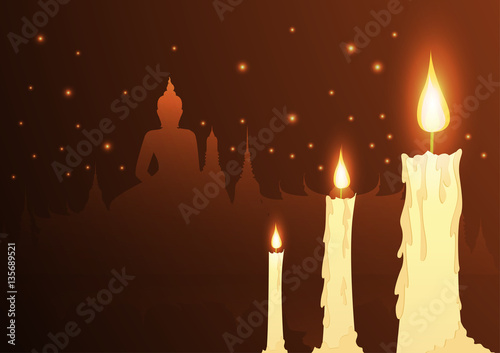 candles and temple Buddhist with vesak day