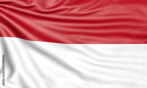 Flag of Indonesia, 3d illustration with fabric texture