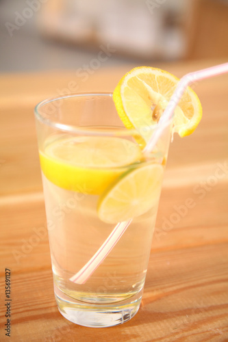 lemonade with lemon slices in a glass