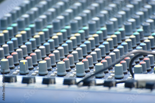 Audio mixer  music equipment in a live concert