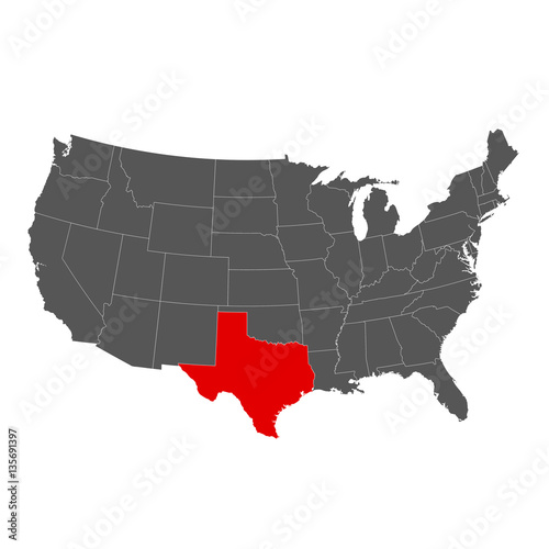 United States of America with Texas Highlighted Map