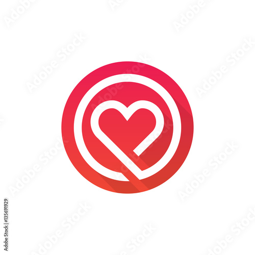 Flat heart isolated vector icon sign
