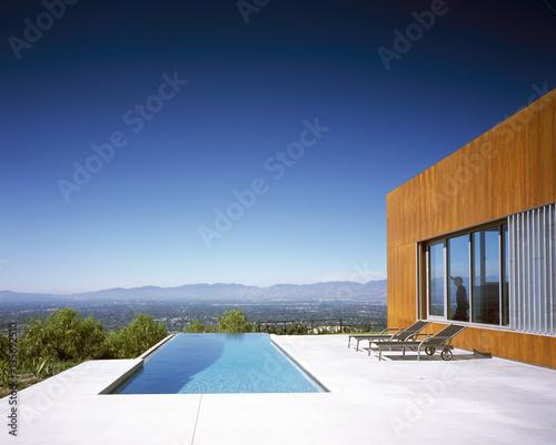 Residence,  Ranch, Los Angeles, California. Exterior with swimming pool.