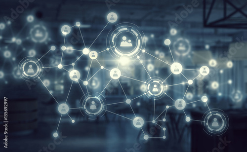 Wallpaper Mural Social Networks and interaction concept . Mixed media Torontodigital.ca