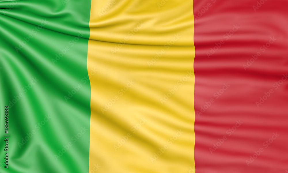 Flag of Mali, 3d illustration with fabric texture