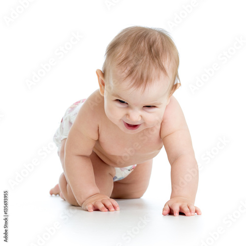 Funny baby weared nappy cra...