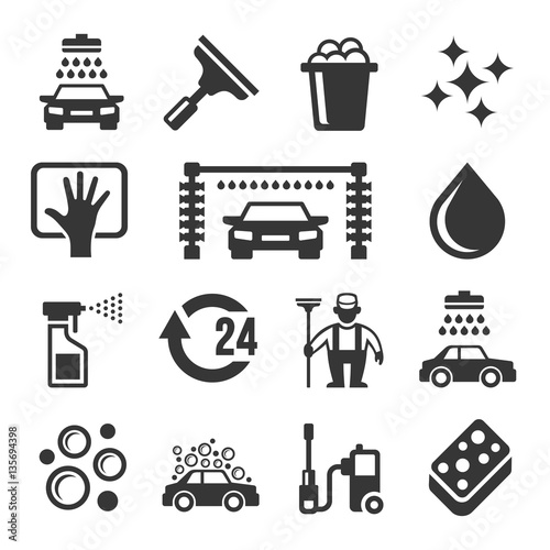 Car Wash Icons Set