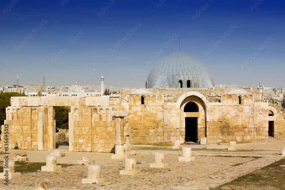 The ruins of the ancient citadel in Amman, Jordan 