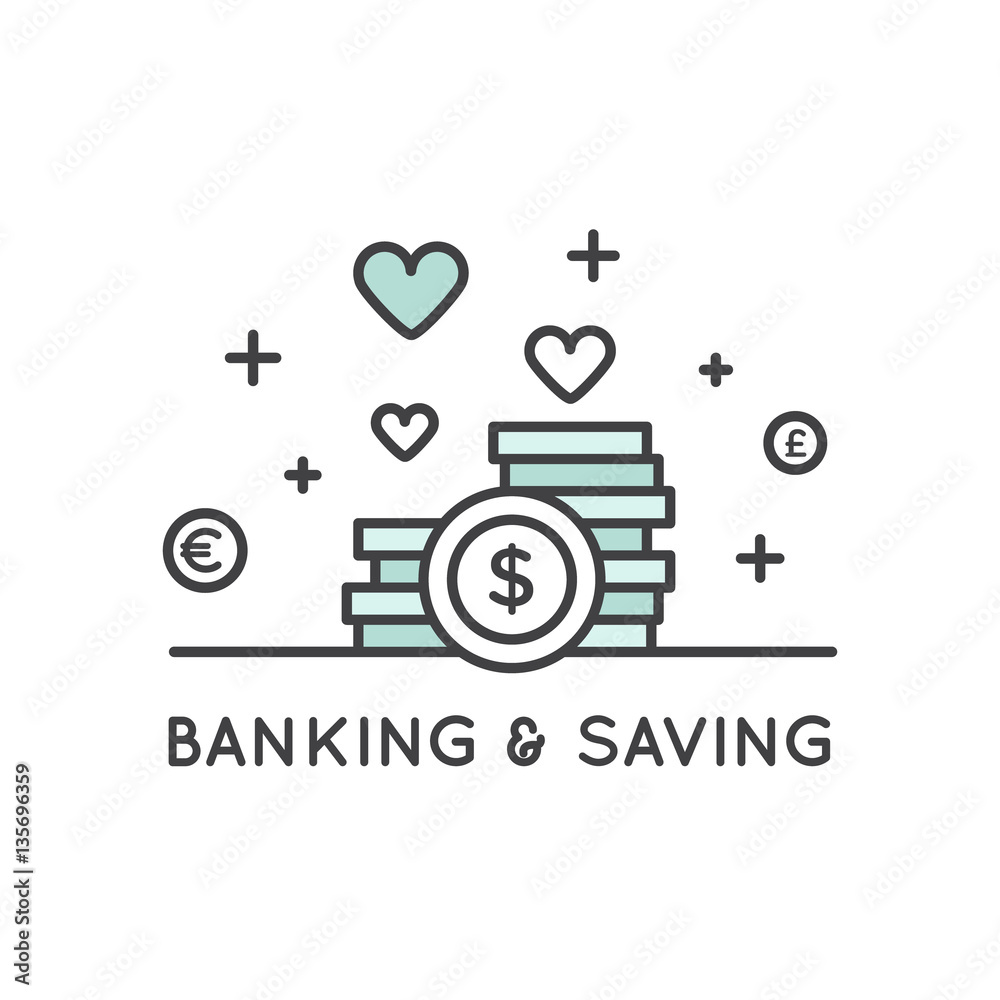 Vector Icon Style Illustration Concept of Savings and Money Saving Concept, Banking, Deposit Account, Profit and Revenue