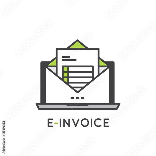 Vector Icon Style Illustration Concept of Electronic E-Invoice Mail Paper Inbox